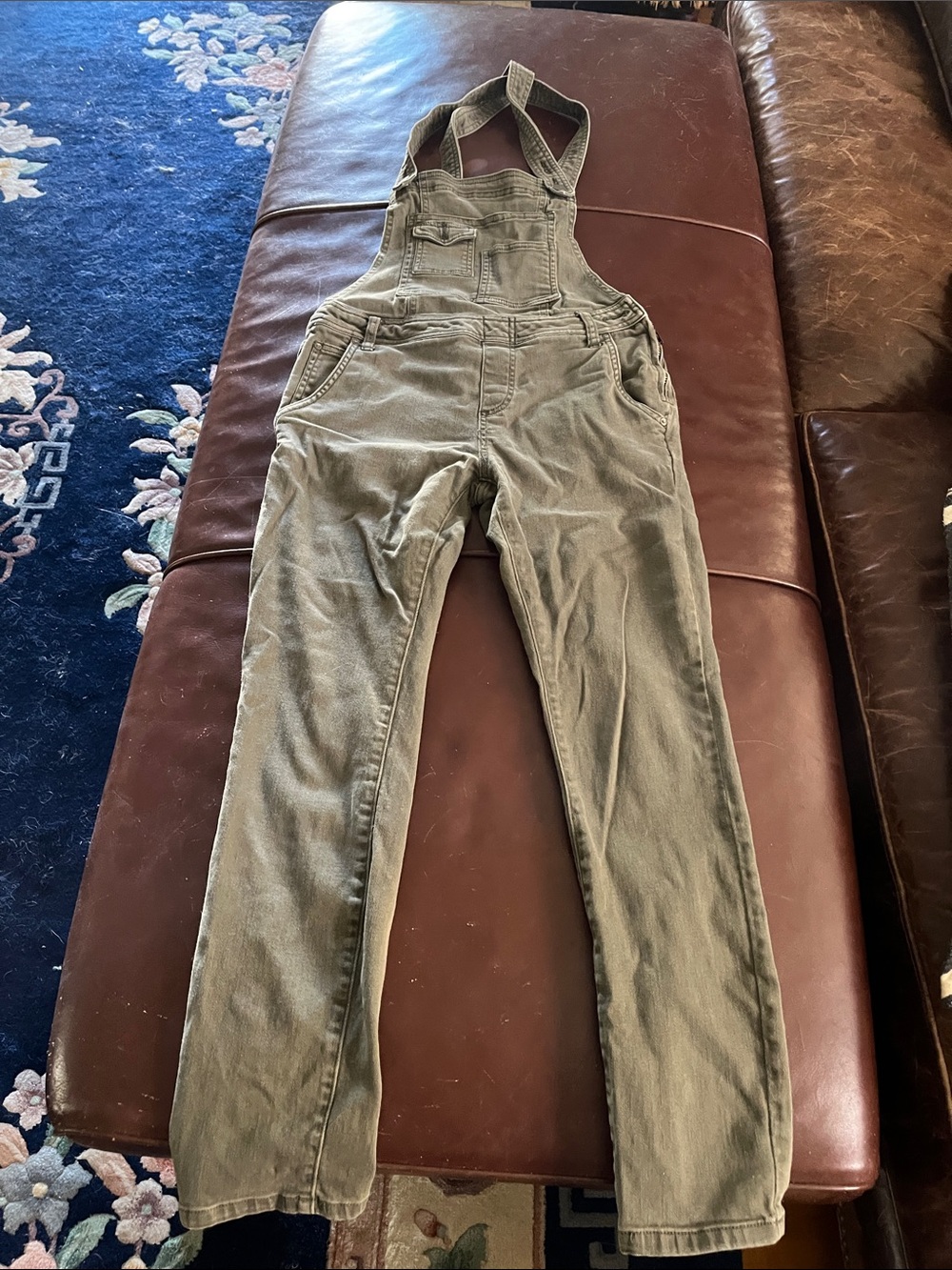 Free People Olive Utility Overalls Jumpsuit